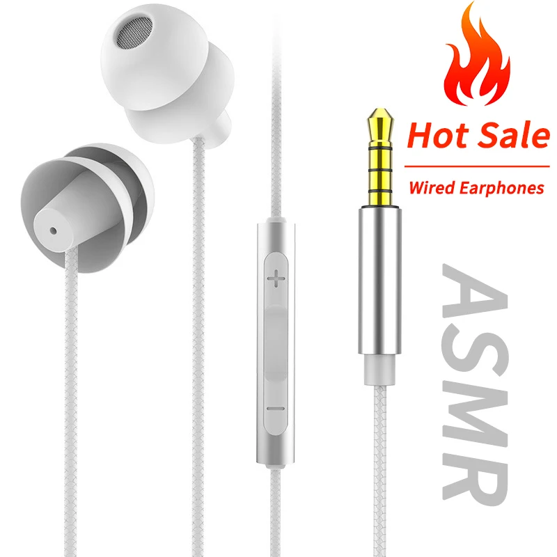 ASMR Sleeping Earphones Stereo HIFI Heavy Bass Silicone Headsets 3.5MM AUX/Type- - £7.83 GBP