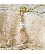 Women's Gold Wire Wrapped Pretty Rose PINK Sea Glass Necklace 20" Beach Jewelry - £13.18 GBP