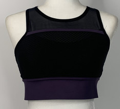 new balance women’s size m black purple racerback non-padded sports bra i11 - $11.15