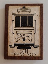 Vintage San Francisco Cable Car Souvenir Refrigerator Magnet Wooden - £11.21 GBP