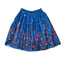 Grace Karin Pleated skirt with a London transportation scene print medium Blue - £22.24 GBP