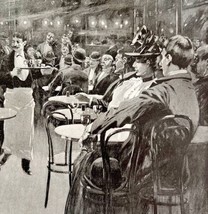 Music Night In A Hungarian Cafe Victorian Print 1896 Downtown Lungren DWP2D - £16.76 GBP