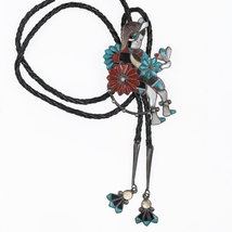 Large c1960 c-31 Zuni Sterling channel inlay Dancer bolo tie - £792.31 GBP