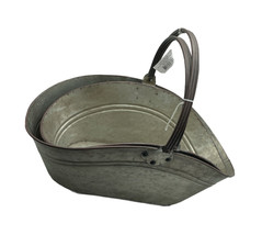 CBK Metal 2 Piece Set Galvanized Curved Oval Basket with Handle - £73.94 GBP