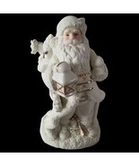 White Glitter Santa Claus 9 in Figurine Christmas Gold Painted Accents H... - £19.21 GBP
