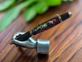 Fractal Flower Angel Label Cast AI Generated Pen with a Titanium Gold an... - $44.99