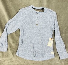 Alexander Julian Colours Henley Shirt, Heather Blue, Long Sleeve Size Small - $13.55