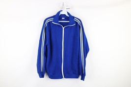 Vintage 70s Streetwear Womens Large Striped Full Zip Warm Up Jacket Blue... - $626.68 MXN