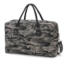 Black Camo Cotton Canvas Travel Weekender Duffle Bag - $54.45