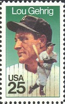 Lou Gehrig Baseball Player One PACK of TEN 25 Cent Postage Stamps Scott 2417 - £5.58 GBP