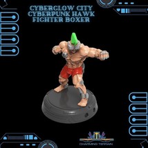 3D Printed Cyberglow City Cyberpunk Hawk Fighter Boxer Miniature  - 28mm... - $9.90