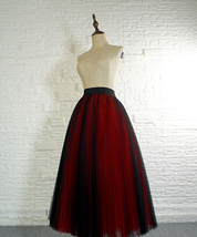 BLACK RED A-Line Pleated Tulle Skirt Women Plus Size Fluffy Full Tulle Skirt image 2