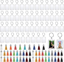 50 Sets Acrylic Photo Frame Keychain with Tassels, Snap-In Custom Insert Photo K - £22.58 GBP