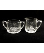 Round Glass Creamer and Sugar Bowl Set, 8-Point Star Pattern, Vintage, #... - $20.02 CAD