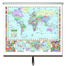 World Primary Classroom Wall Map on Roller - $484.11