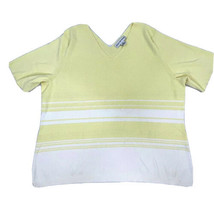 August Max Woman Stretch Top Yellow Short Sleeve Scoop Neck Plus Sz 2X S... - $12.86