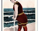 Woman Wringing Out Suit on Beach Atlantic City NJ UNP WB Postcard O17 - $6.88