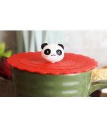 Set Of 4 Red Giant Panda Reusable Silicone Coffee Tea Cup Cover Lids Air... - $19.49