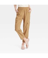 A New Day Women&#39;s High Rise Ankle Cargo Pants LARGE Tan Color New W Tags - $28.99