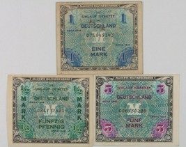 WW2 1944 Allied Military Currency used in the Occupation of Germany (3-Notes) - £51.43 GBP