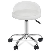 Spa Salon Stool Hydraulic Adjustable Height 5 Wheels With Back Rest 360 Swivel - £54.19 GBP