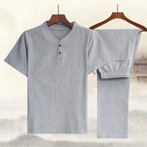 Cotton and Linen Shirt and Trouser Set: Casual Comfort for Stylish Summer Outfit - £19.29 GBP+