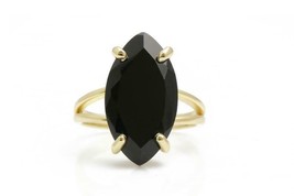925 Sterling silver 14K Goldplated Black onyx Handmade statement cocktail Ring - £64.18 GBP