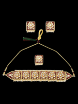 Choker Necklace Kundan Meenakari Ethnic Earring &amp; Ring Set / Pandora necklace - £36.16 GBP