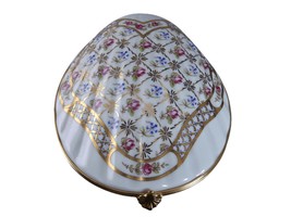 Large Castel Limoges Trinket Box shell form jewelry - $94.05