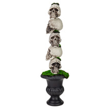 16&quot; Skull Tower Topiary in Urn Halloween Decoration - $45.99