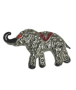 Vintage Marcasite Elephant Brooch Pin Silver-Tone Enamel Accents - $369.07 MXN