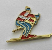 Skiing Skier Sports Winter Sport Emblem Lapel Pin Badge 1 Inch - £4.43 GBP