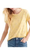 LUCKY BRAND Slub Embroidered Daisies/Sunflower Yellow T-Shirt L Large - £14.57 GBP
