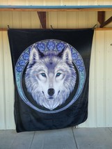 Lunar Wolf Anne Stokes Paw Print Wolves Queen Blanket - £47.30 GBP