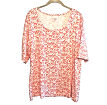 3X Red Floral T Shirt Knit Top Short Sleeve Time and Tru Valentines Day - $16.82