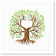 Heart Tree of Life Art: 11.8x11.8&quot; Hollow Heart-Shaped Tree Painting - D... - $18.80