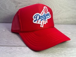 New Los Angeles Dodgers Red Hat 5 Panel High Crown Trucker Snapback - £18.58 GBP