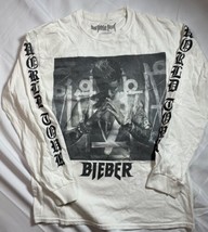 Justin Bieber Forever Purpose Tour T-Shirt Mens Medium Long Sleeve Graphic White - £10.97 GBP