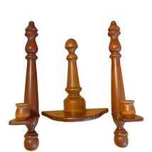 Vintage Wooden Set of Sconce 13” Candle Wall Hanging Holder Decor Middle... - £22.62 GBP