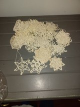 Handmade Crochet Snowflake Tree Ornaments 45 Piece Lot - £19.98 GBP