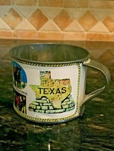 TEXAS Tin Souvenir Cup Vintage Rustic*Cowboy*Longhorns*Alamo*Capitol*Blu... - $5.93