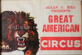 Older Allan Hill Great American Circus Poster Large Lion 37&quot;x 25&quot; Silk Screen - £65.11 GBP