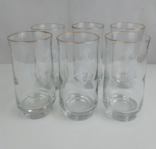 Vintage Set of 6 Houze Art Tumblers glasses w 22 K Gold Rims - Lady Portrait - $23.27