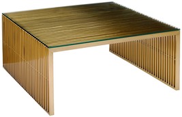 Modway Gridiron Stainless Steel Coffee Table With Tempered Glass Top - £593.56 GBP+