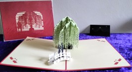 Romantic Couple on Bridge under Willow Tree with White Swan - 3D Kirigami Pop-up - £7.88 GBP