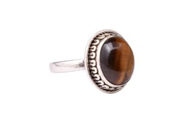 925 Solid Sterling Silver Natural Handmade Tiger Eye Gemstone Fine Jewelry Ring - £33.81 GBP