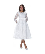 Divine  Blessings Classic White   Jacquard Dress with Sheer Long Sleeves... - €115,48 EUR