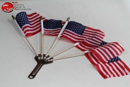 5 Post Vintage Style Parade Mini Flags Holder Cycle Car Truck Stainless Steel - $25.77