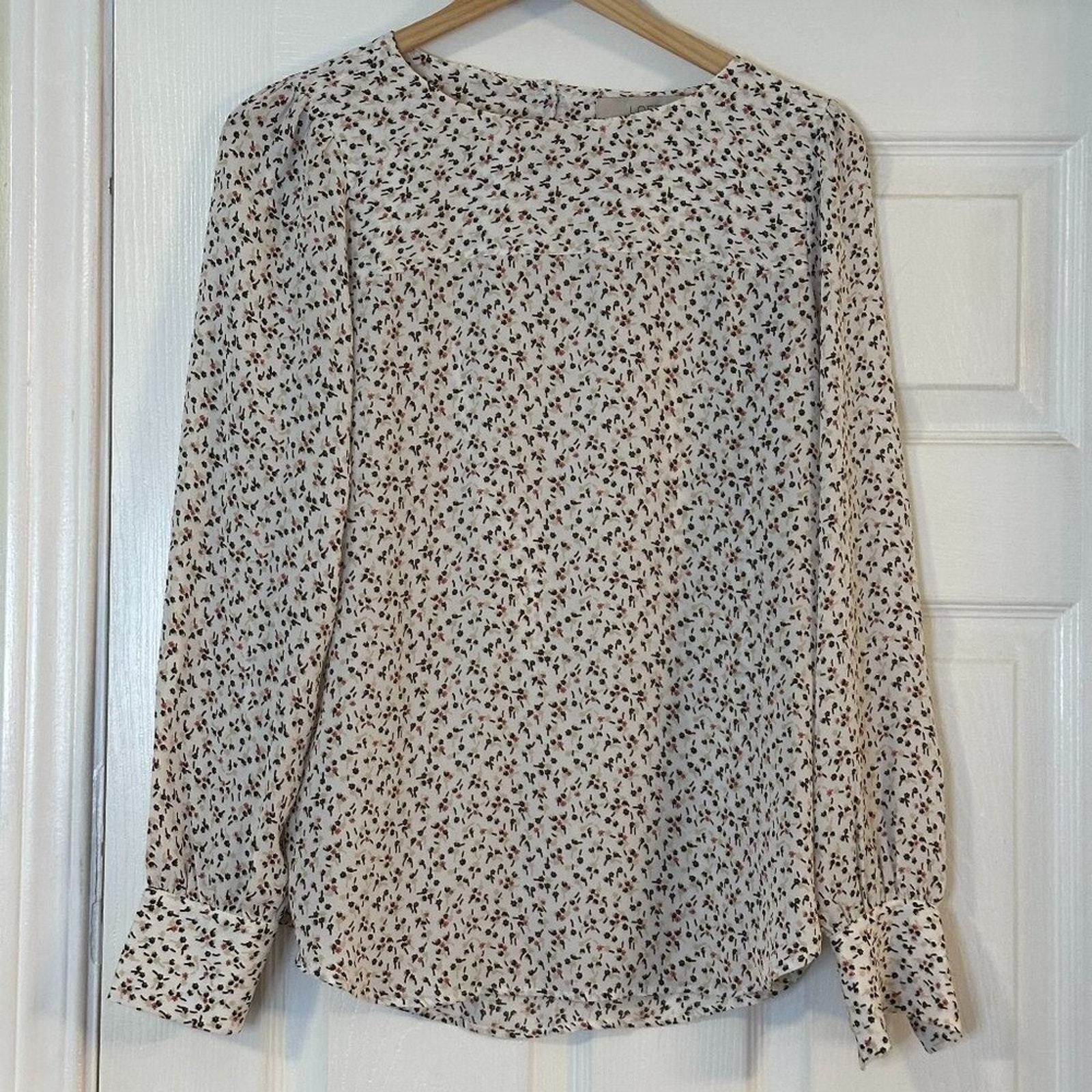 LOFT White Floral Long Sleeve Blouse – XS - $14.96