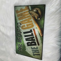 Tin Metal Baseball Plaque Take Me Out to the Ball Game Wall Decor 13.25 x 8 - £5.86 GBP